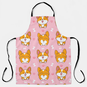 Cute happy corgi dog seamless pattern apron