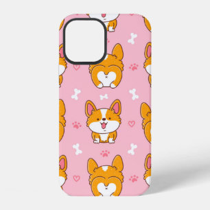 Cute happy corgi dog seamless pattern iPhone 12 case