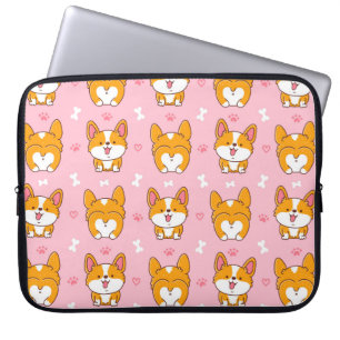 Cute happy corgi dog seamless pattern laptop sleeve