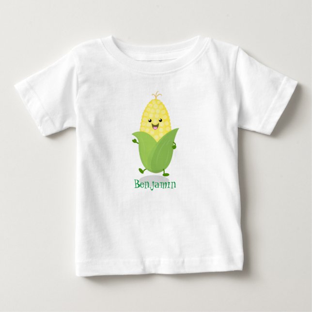 Cute happy corn cartoon illustration baby T-Shirt (Front)