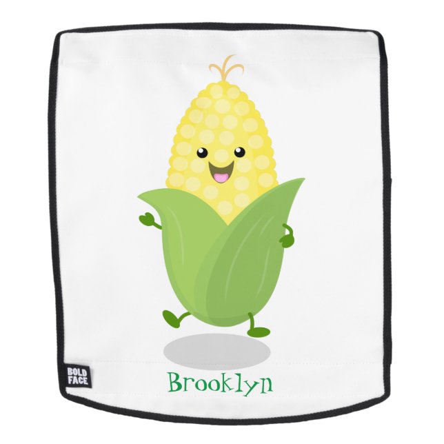 Cute happy corn cartoon illustration backpack (Removable Face)