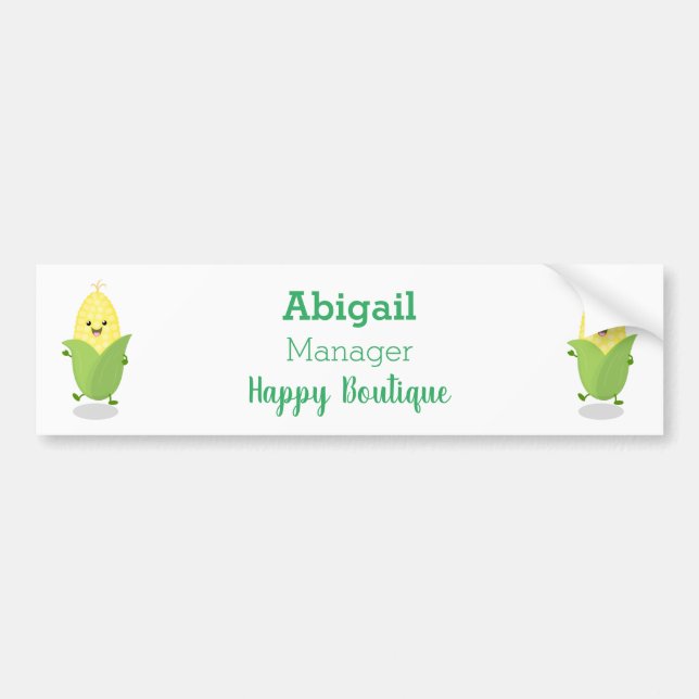 Cute happy corn cartoon illustration bumper sticker (Front)
