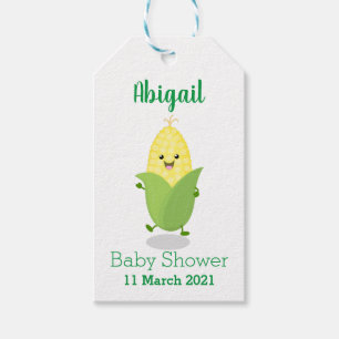 Cute happy corn cartoon illustration  gift tags