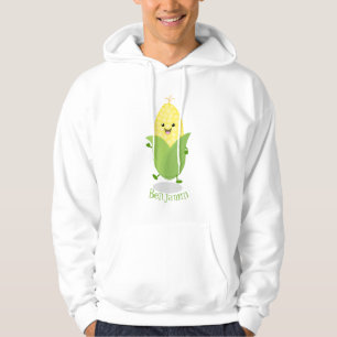 Cute happy corn cartoon illustration hoodie