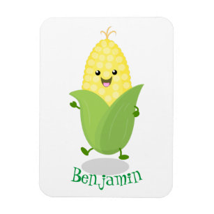 Cute happy corn cartoon illustration magnet
