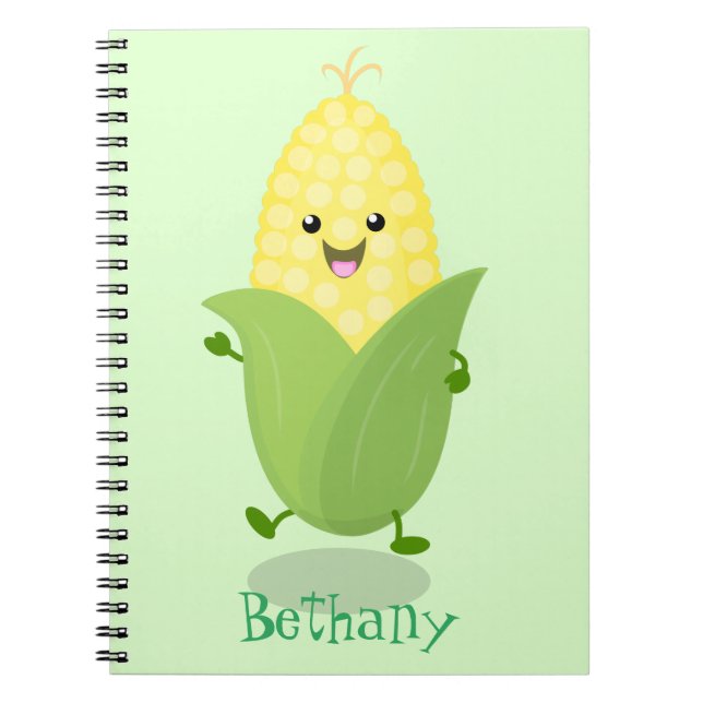Cute happy corn cartoon illustration notebook (Front)