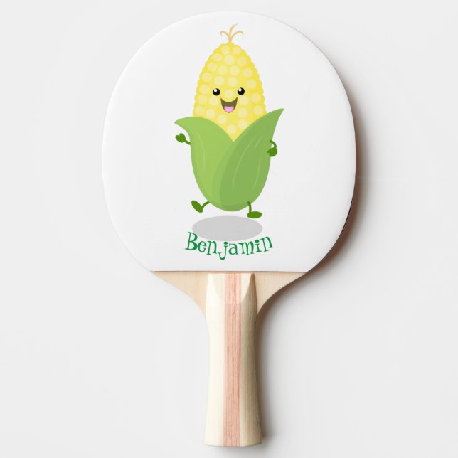 Cute happy corn cartoon illustration ping pong paddle (Front)