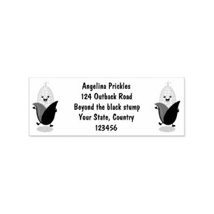Cute happy corn cartoon illustration rubber stamp
