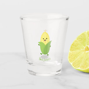 Cute happy corn cartoon illustration shot glass
