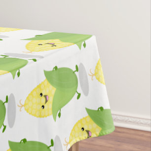 Cute happy corn cartoon illustration tablecloth