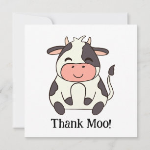 Cute Happy Cow Farm Animal Thank Moo! You Card