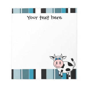 Cute Happy Cow Notepade - Blue Stripe Notepad