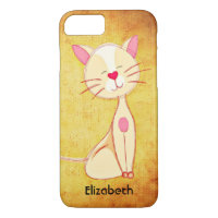 Cute happy Cream Coloured Cat Personalised