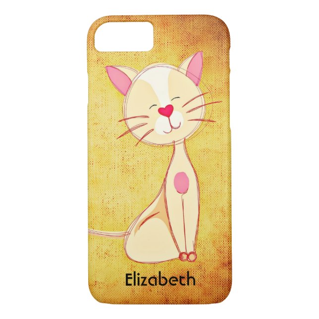 Cute happy Cream Coloured Cat Personalised Case-Mate iPhone Case (Back)
