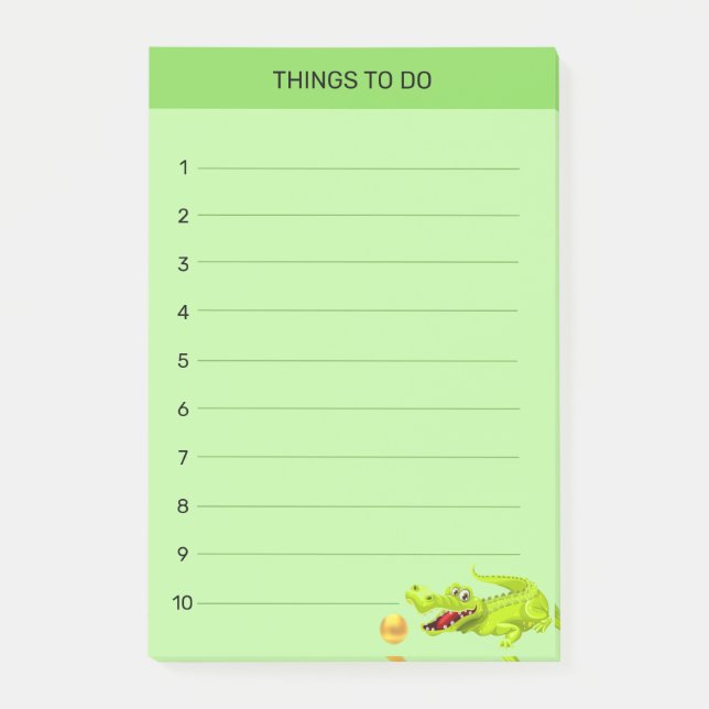 Cute happy crocodile Things To Do on lime green Post-it Notes (Front)