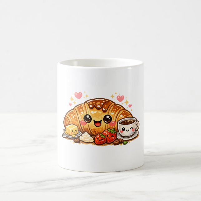 Cute Happy Croissant Coffee Cup (Center)