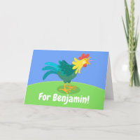 Cute happy crowing rooster cartoon pattern