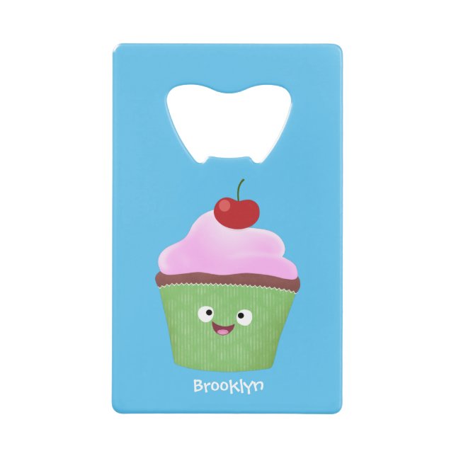 Cute happy cupcake cartoon illustration (Front)