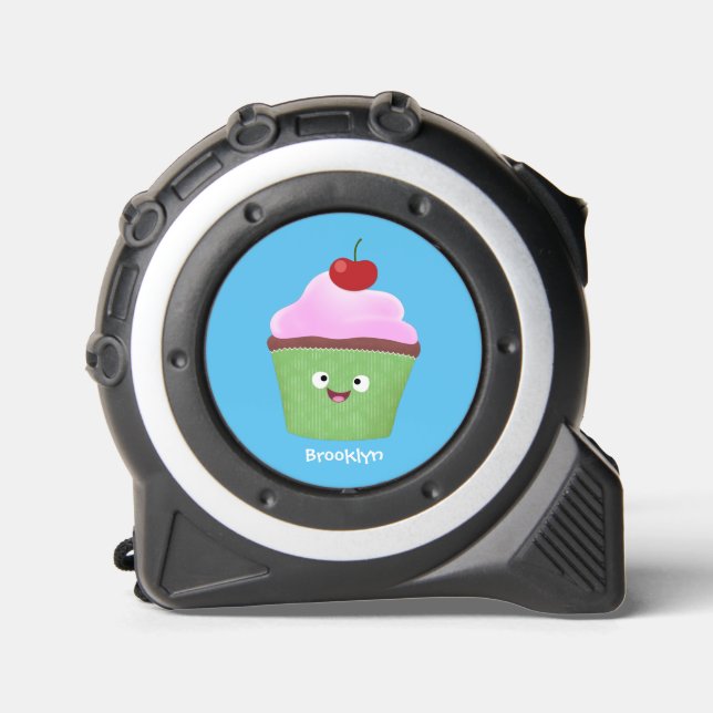 Cute happy cupcake cartoon illustration 1 (Front)