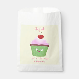 Cute happy cupcake cartoon illustration favour bags