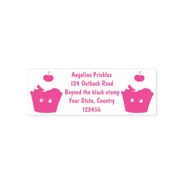 Cute happy cupcake cartoon illustration self-inking stamp (Design)