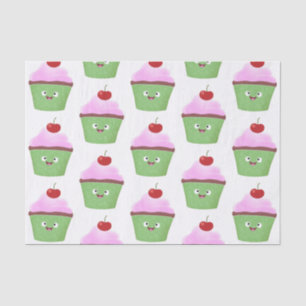 Cute happy cupcake cartoon illustration tissue paper