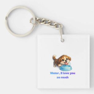 Cute Happy Dog Water Lover Inspirational Design Key Ring