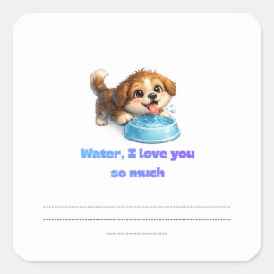 Cute Happy Dog Water Lover Inspirational Design Square Sticker