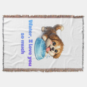 Cute Happy Dog Water Lover Inspirational Design Throw Blanket