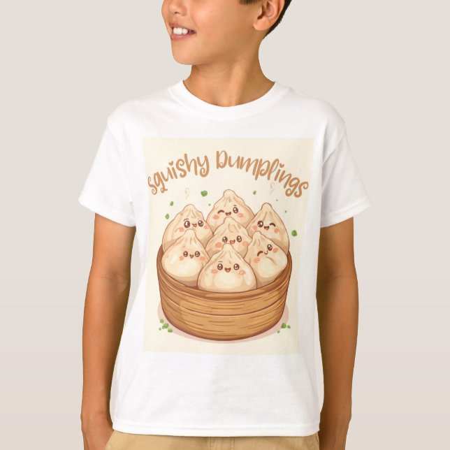Cute Happy Dumpling Kids T-Shirt (Front)