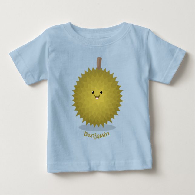 Cute happy durian cartoon illustration baby T-Shirt (Front)