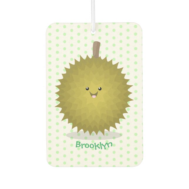 Cute happy durian cartoon illustration car air freshener (Front)