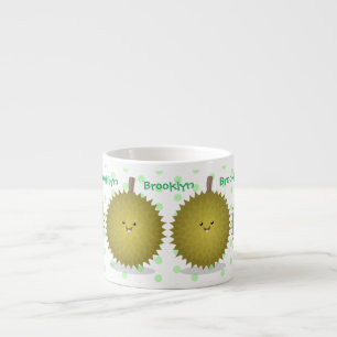 Cute happy durian cartoon illustration espresso cup