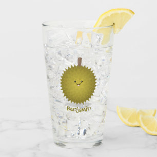 Cute happy durian cartoon illustration glass