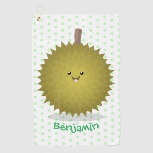 Cute happy durian cartoon illustration golf towel