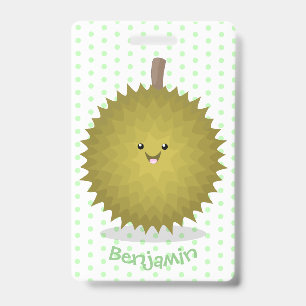 Cute happy durian cartoon illustration ID badge