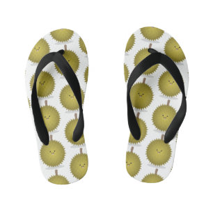 Cute happy durian cartoon illustration kid's jandals