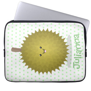 Cute happy durian cartoon illustration laptop sleeve