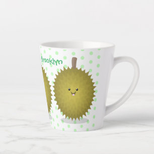Cute happy durian cartoon illustration latte mug