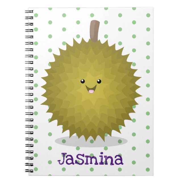 Cute happy durian cartoon illustration notebook (Front)