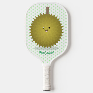 Cute happy durian cartoon illustration pickleball paddle