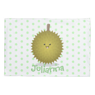 Cute happy durian cartoon illustration pillowcase