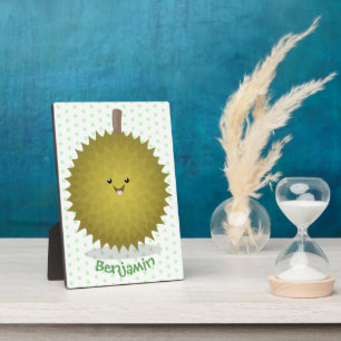 Cute happy durian cartoon illustration plaque