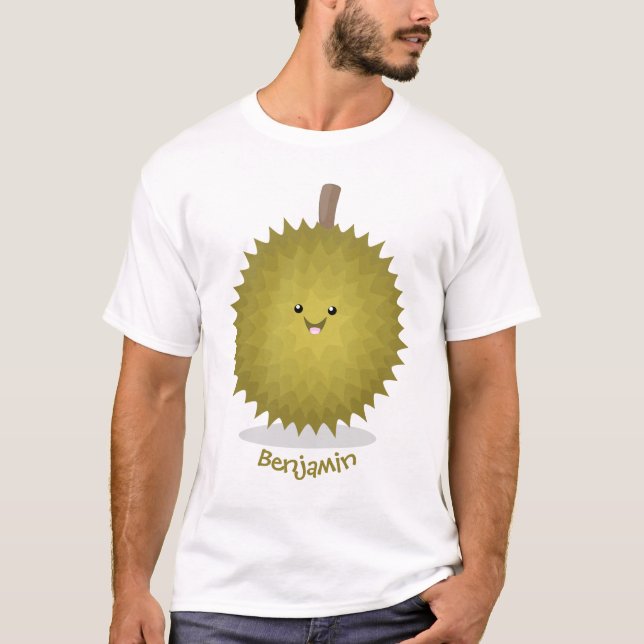 Cute happy durian cartoon illustration T-Shirt (Front)