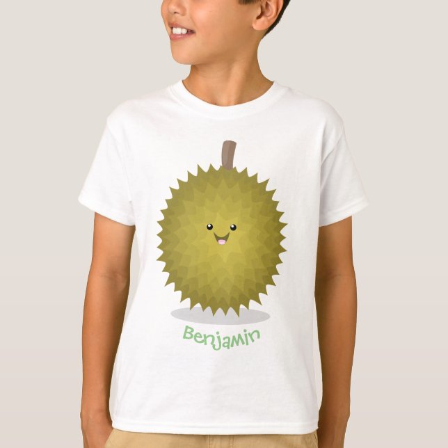 Cute happy durian cartoon illustration T-Shirt (Front)