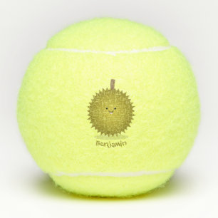 Cute happy durian cartoon illustration tennis balls