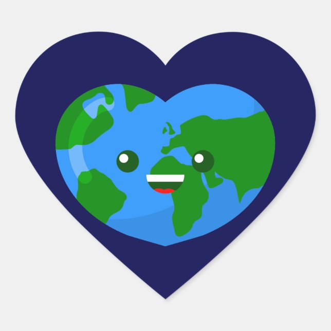 cute happy earth day heart globe sticker (Front)