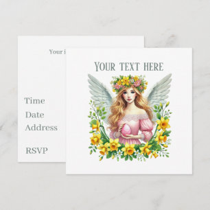Cute Happy Easter Angel Holiday party dinner Invitation