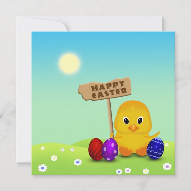 Cute Happy Easter Baby Chick Invitation (Front)