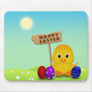 Cute Happy Easter Baby Chick Mouse Pad
